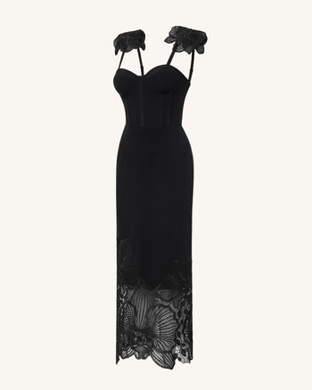 Orchid Besticktes Korsettkleid - Schwarz