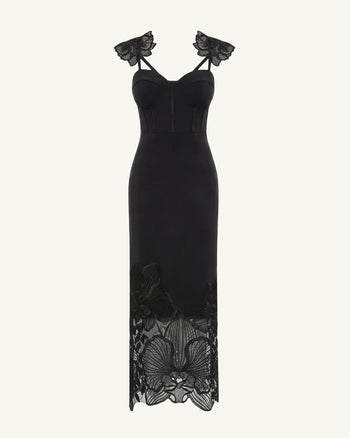 Orchid Besticktes Korsettkleid - Schwarz