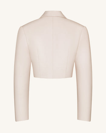 Strukturierter Blazer mit Power-Schultern und Cropped-Schnitt - Beige