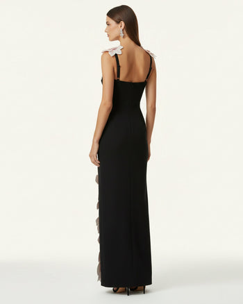 Flower Besticktes Kleid - Schwarz/Rosa