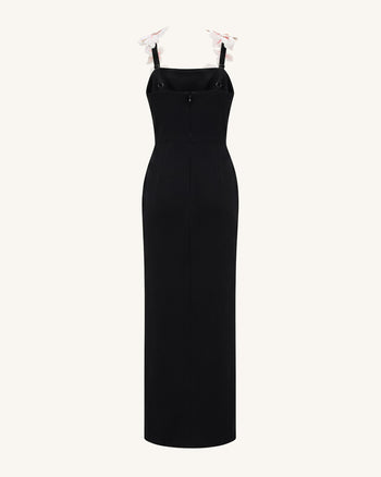 Flower Besticktes Kleid - Schwarz/Rosa