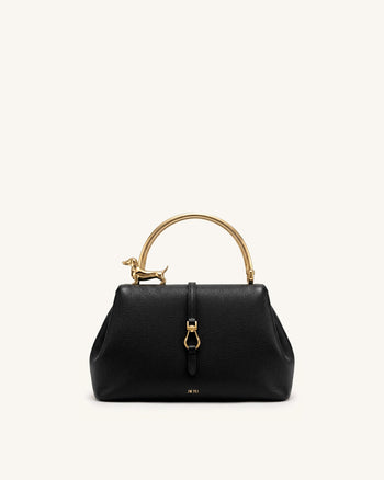 Bruna Henkeltasche mit Dackel-Metallgriff - Schwarz