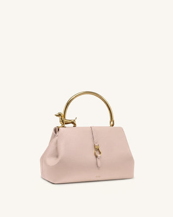 Bruna Henkeltasche mit Dackel-Metallgriff - Hellrosa