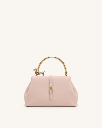 Bruna Henkeltasche mit Dackel-Metallgriff - Hellrosa