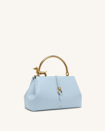 Bruna Dackel-Metallgriff Henkeltasche - Hellblau