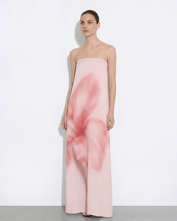 Aquarell-Blumenprint trägerloses Maxikleid - Rosa