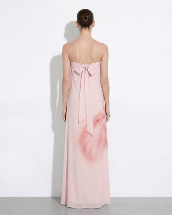 Aquarell-Blumenprint trägerloses Maxikleid - Rosa