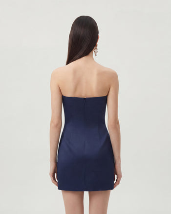 Geblümtes Minikleid - Marineblau