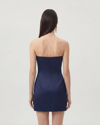 Geblümtes Minikleid - Marineblau