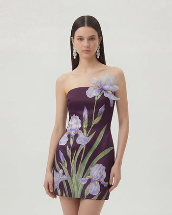 Geblümtes Minikleid - Lila