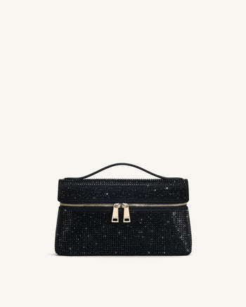 Thea Künstliche Kristall Top Handle Tasche - Schwarz
