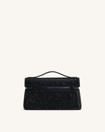 Thea Künstliche Kristall Top Handle Tasche - Schwarz