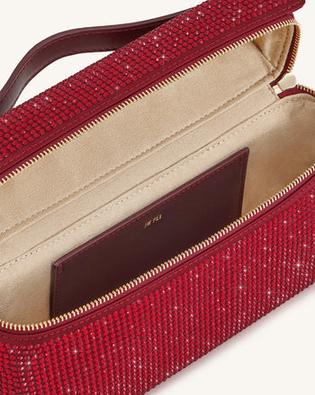 Thea Künstliche Kristall Top Handle Tasche - Rot