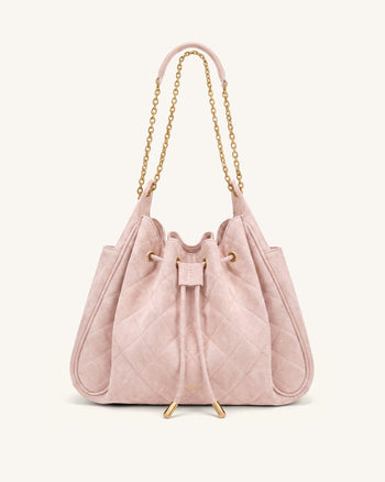 Rowan Gesteppte Ketten-Bucket-Bag aus Kunstwildleder - Pink
