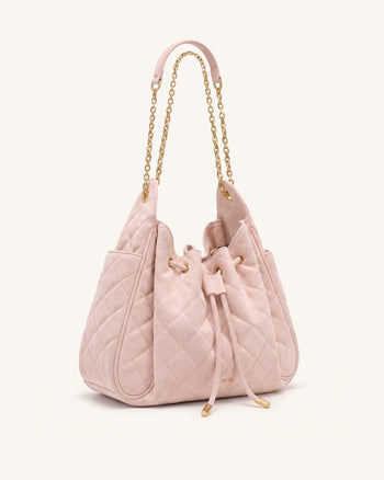 Rowan Gesteppte Ketten-Bucket-Bag aus Kunstwildleder - Pink