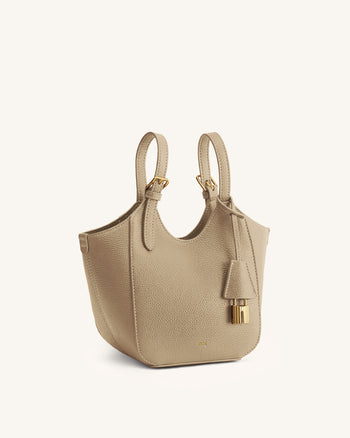 Ines Tote Bag mit Vorhängeschloss – Graubeige