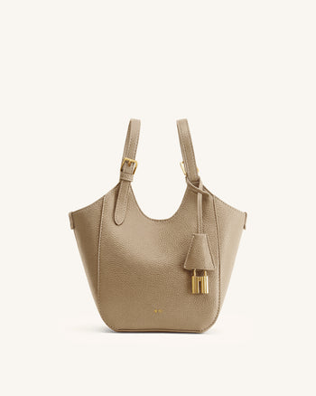Ines Tote Bag mit Vorhängeschloss – Graubeige