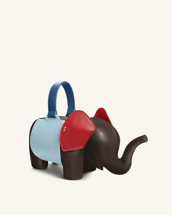 Claire Elefantenförmige Handtasche - Dunkelbraun/Blau