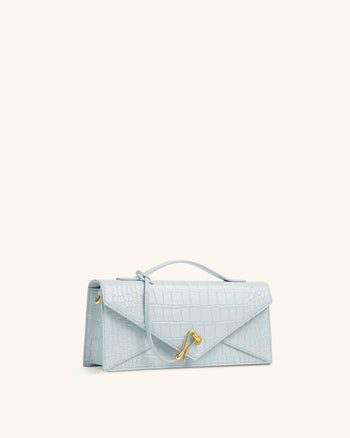 Celeste Umschlag-Henkeltasche - Hellblaues Kroko