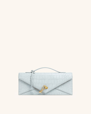 Celeste Umschlag-Henkeltasche - Hellblaues Kroko