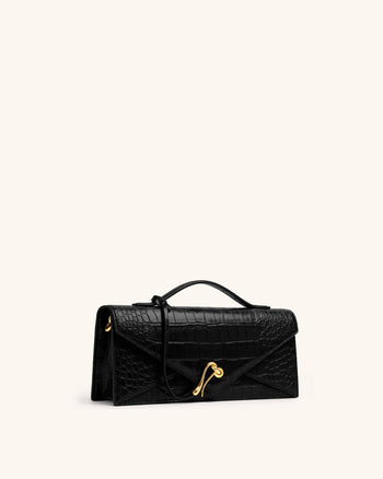 Celeste Umschlag-Henkeltasche - Schwarzes Kroko