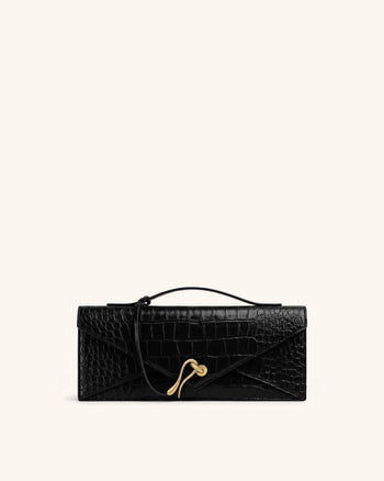 Celeste Umschlag-Henkeltasche - Schwarzes Kroko