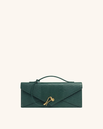 Celeste Envelope-Henkeltasche - Olivgrün mit Eidechsen-Struktur