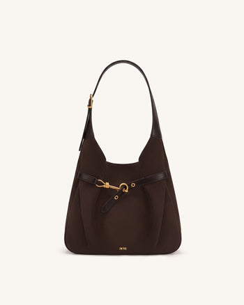 Alina Hobo Bag aus Kunstwildleder - Schokoladenbraun