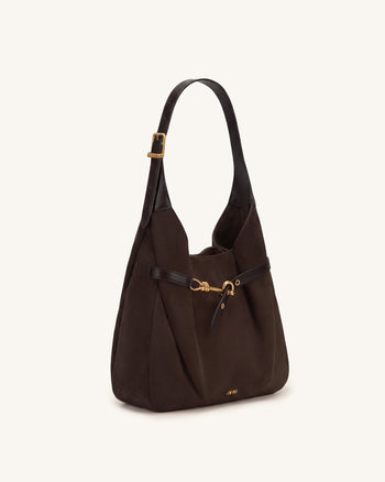 Alina Hobo Bag aus Kunstwildleder - Schokoladenbraun