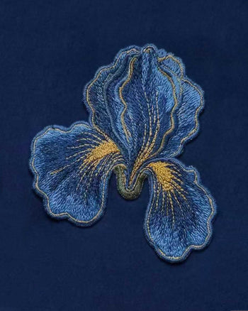 Trägerloses Maxikleid mit Iris-Stickerei - Marineblau