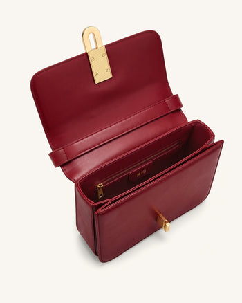 Evania Schultertasche mit Schloss-Detail - Rot