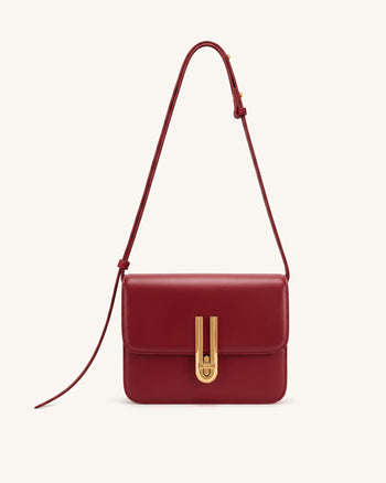 Evania Schultertasche mit Schloss-Detail - Rot