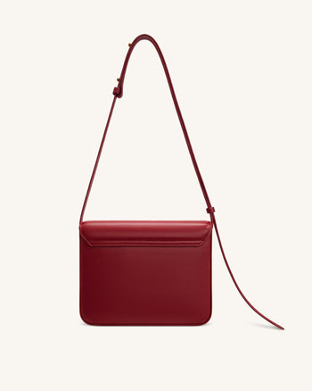 Evania Schultertasche mit Schloss-Detail - Rot