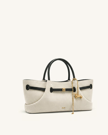 Maeve Tote Bag mit Dackel-Metallanhänger - Schwarzes Canvas