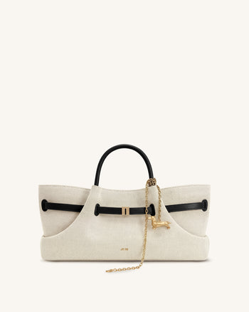 Maeve Tote Bag mit Dackel-Metallanhänger - Schwarzes Canvas