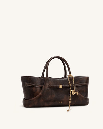 Maeve Tote Bag mit Dackel-Metallanhänger - Dunkles Kaffeebraun