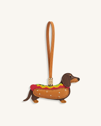Hot-Dog-Dackel-Taschenanhänger - Braun Mehrfarbig