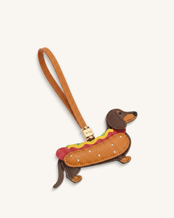 Hot-Dog-Dackel-Taschenanhänger - Braun Mehrfarbig