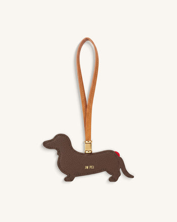 Hot-Dog-Dackel-Taschenanhänger - Braun Mehrfarbig