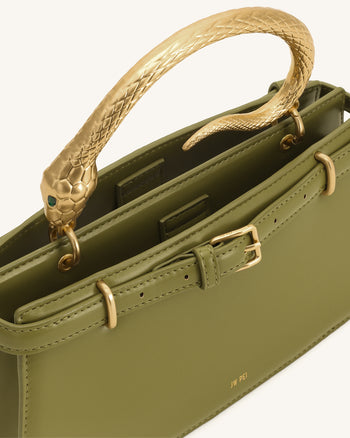 Elena Schlangenhenkel Henkeltasche - Matchagrün