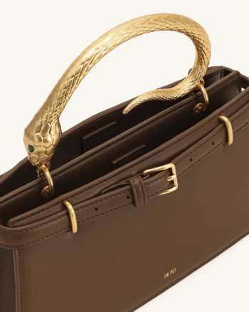 Elena Schlangenhenkel Henkeltasche - Dunkelbraun