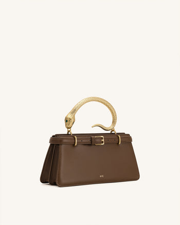 Elena Schlangenhenkel Henkeltasche - Dunkelbraun