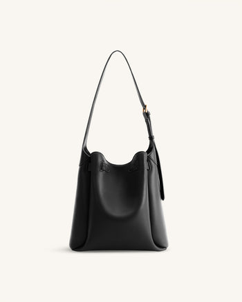 Charlene Double Buckle Hobo Tasche - Schwarz