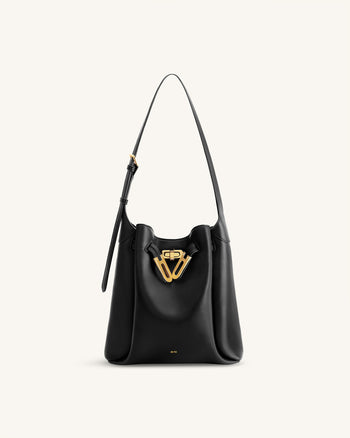 Charlene Double Buckle Hobo Tasche - Schwarz