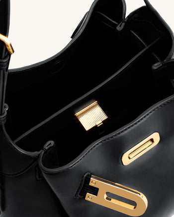 Charlene Double Buckle Hobo Tasche - Schwarz