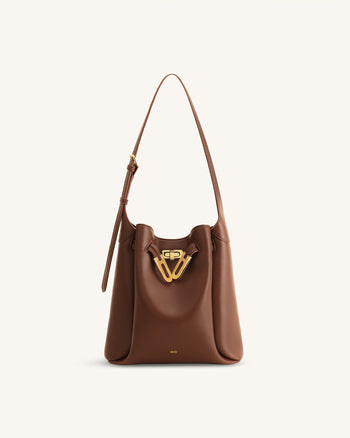 Charlene Double Buckle Hobo Tasche - Braun
