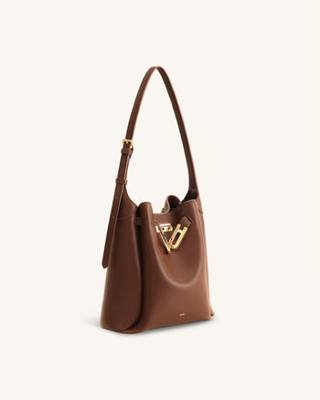 Charlene Double Buckle Hobo Tasche - Braun