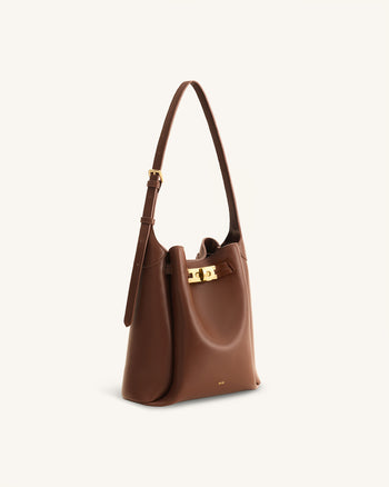 Charlene Double Buckle Hobo Tasche - Braun