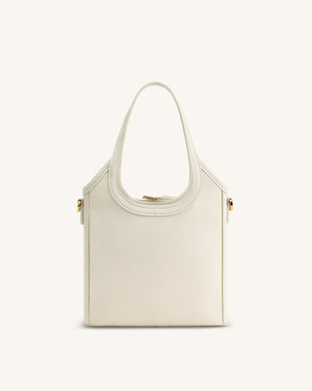 Brooke Mini-Handtasche mit Gürtel und verzierter Orchideenperlenstickerei - Elfenbein