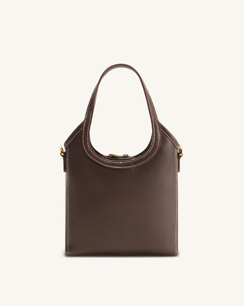 Brooke Mini-Henkeltasche mit Gürteldetails und Verzierungen - Dunkelbraun